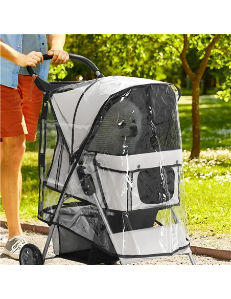 PawHut Dog Stroller Rain Cover, Cover for Dog Pram Stroller Buggy w/ Rear Side Entry