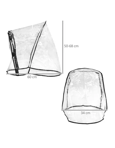 PawHut Dog Stroller Rain Cover, Cover for Dog Pram Stroller Buggy w/ Rear Side Entry