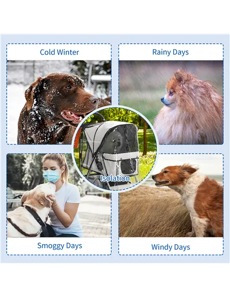 PawHut Dog Stroller Rain Cover, Cover for Dog Pram Stroller Buggy w/ Rear Side Entry