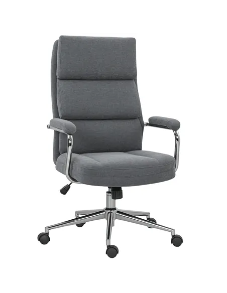 HOMCOM Executive Office Chair, Linen Fabric Computer Desk Chair with Double-Layer Back Cushion, Tilt Function, Height Adjustable