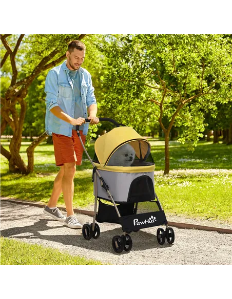 PawHut 3 In 1 Detachable Pet Stroller, for Extra Small and Small Dogs - Yellow