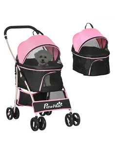 PawHut 3 In 1 Detachable Pet Stroller, for Extra Small and Small Dogs - Pink