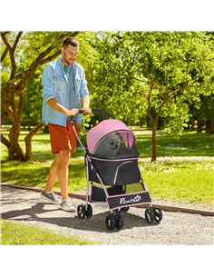 PawHut 3 In 1 Detachable Pet Stroller, for Extra Small and Small Dogs - Pink 2