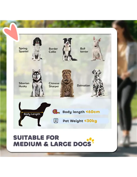 PawHut Foldable Pet Stroller, with Universal Wheels, Shock Absorber, for Medium and Large Dogs - Grey