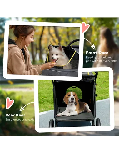 PawHut Foldable Pet Stroller, with Universal Wheels, Shock Absorber, for Medium and Large Dogs - Grey