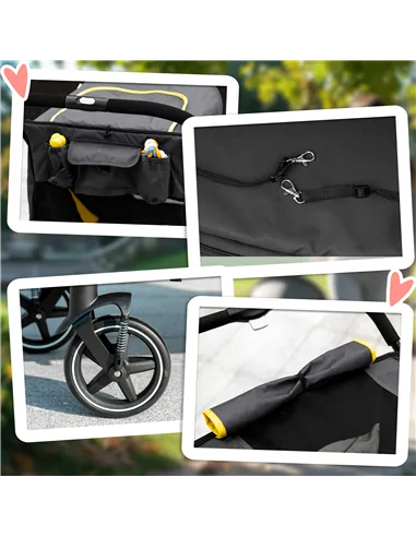 PawHut Foldable Pet Stroller, with Universal Wheels, Shock Absorber, for Medium and Large Dogs - Grey