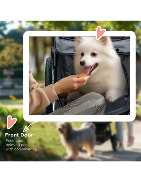 PawHut Foldable Pet stroller, Dog Buggy with Three Wheels, for Small/Medium Dogs, Grey