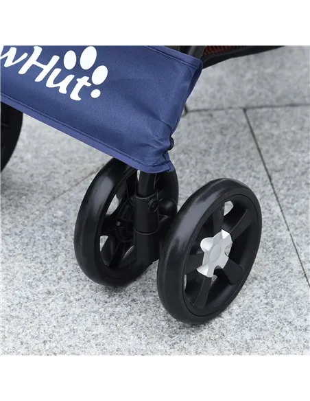 PawHut Foldable Pet Stroller for Dogs, Puppy Stroller, with Large Carriage, Brakes, Canopy - Blue