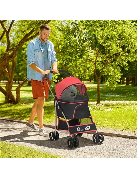 PawHut 3 In 1 Detachable Pet Stroller, for Extra Small and Small Dogs - Red
