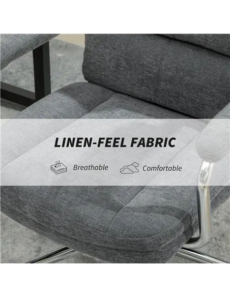 HOMCOM Executive Office Chair, Linen Fabric Computer Desk Chair with Double-Layer Back Cushion, Tilt Function, Height Adjustable