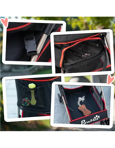 PawHut 3 In 1 Detachable Pet Stroller, for Extra Small and Small Dogs - Red