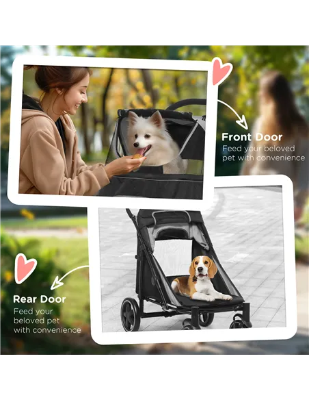PawHut Foldable Pet Stroller, with Universal Wheels, Shock Absorber, for Medium and Large Dogs - Black
