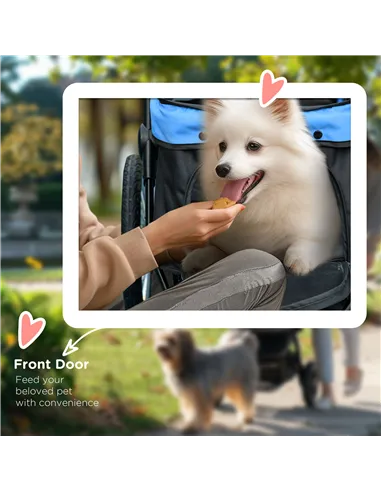 PawHut Foldable Pet stroller, Dog Buggy with Three Wheels, for Small/Medium Dogs, Blue