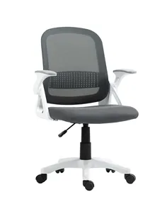 HOMCOM Breathable Mesh Office Chair, Ergonomic Swivel Computer Chair with Flip-up Armrests, Lumbar Back Support for Home/Office,