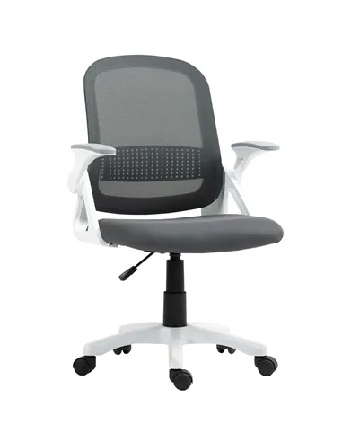 HOMCOM Breathable Mesh Office Chair, Ergonomic Swivel Computer Chair with Flip-up Armrests, Lumbar Back Support for Home/Office,
