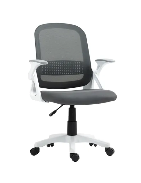 HOMCOM Breathable Mesh Office Chair, Ergonomic Swivel Computer Chair with Flip-up Armrests, Lumbar Back Support for Home/Office,