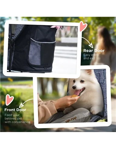 PawHut Foldable Pet Stroller for Dogs, Puppy Stroller, with Large Carriage, Brakes, Canopy - Grey