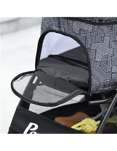 PawHut Foldable Pet Stroller for Dogs, Puppy Stroller, with Large Carriage, Brakes, Canopy - Grey