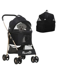 PawHut 3 In 1 Detachable Pet Stroller, for Extra Small and Small Dogs - Black