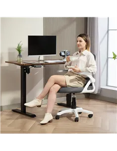 HOMCOM Breathable Mesh Office Chair, Ergonomic Swivel Computer Chair with Flip-up Armrests, Lumbar Back Support for Home/Office, 2