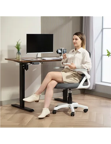 HOMCOM Breathable Mesh Office Chair, Ergonomic Swivel Computer Chair with Flip-up Armrests, Lumbar Back Support for Home/Office,