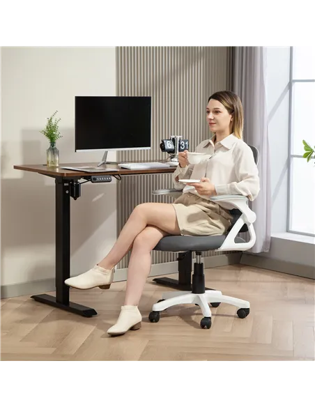 HOMCOM Breathable Mesh Office Chair, Ergonomic Swivel Computer Chair with Flip-up Armrests, Lumbar Back Support for Home/Office,