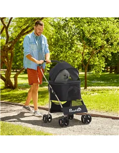 PawHut 3 In 1 Detachable Pet Stroller, for Extra Small and Small Dogs - Black 2