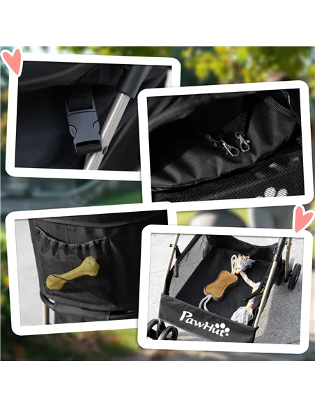 PawHut 3 In 1 Detachable Pet Stroller, for Extra Small and Small Dogs - Black