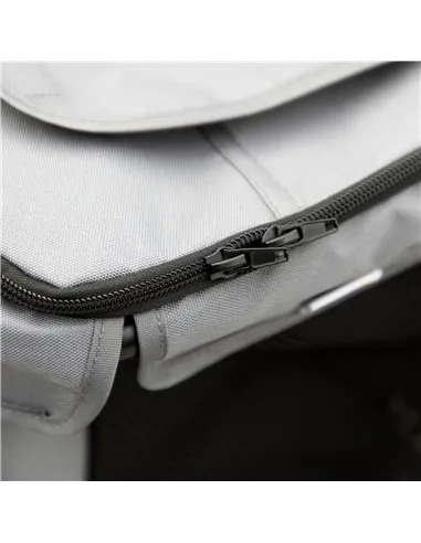 PawHut Dog Pram Dog Stroller 4 Wheels Pet Pushchair with Rolling Door, Cushion, Safety Leashes, for Small and Medium Dogs, Grey