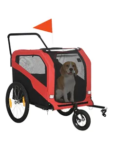 PawHut 2 in 1 Dog Bike Trailer Pet Stroller for Large Dogs with Hitch, 20" Wheels, Pet Bicycle Cart Trolley Carrier for Travel, 