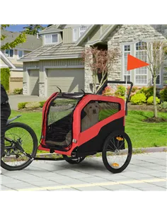 PawHut 2 in 1 Dog Bike Trailer Pet Stroller for Large Dogs with Hitch, 20" Wheels, Pet Bicycle Cart Trolley Carrier for Travel,  2