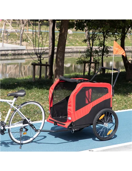 PawHut 2 in 1 Dog Bike Trailer Pet Stroller for Large Dogs with Hitch, 20" Wheels, Pet Bicycle Cart Trolley Carrier for Travel, 