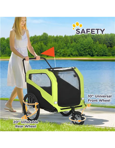 PawHut Dog Bike Trailer, 2 in 1 Dog Stroller for Large Dogs with Hitch, Quick-release 20" Wheels, Pet Bicycle Cart Trolley Carri