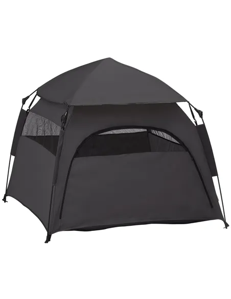 PawHut Foldable Dog Cat Tent with Water-Resistant Oxford, Carry Bag for Extra Large Dog, Charcoal Grey