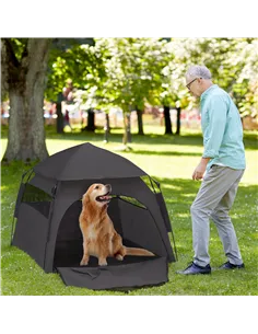 PawHut Foldable Dog Cat Tent with Water-Resistant Oxford, Carry Bag for Extra Large Dog, Charcoal Grey 2