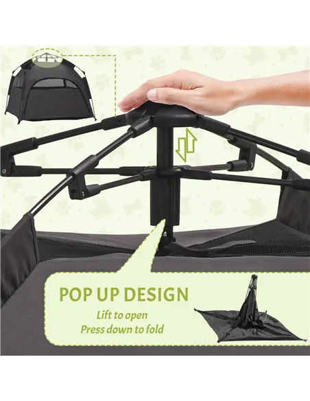 PawHut Foldable Dog Cat Tent with Water-Resistant Oxford, Carry Bag for Extra Large Dog, Charcoal Grey