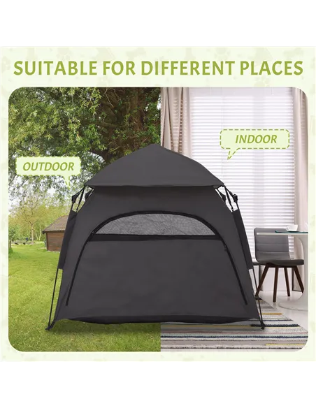 PawHut Foldable Dog Cat Tent with Water-Resistant Oxford, Carry Bag for Extra Large Dog, Charcoal Grey