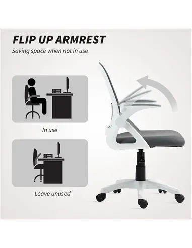 HOMCOM Breathable Mesh Office Chair, Ergonomic Swivel Computer Chair with Flip-up Armrests, Lumbar Back Support for Home/Office,