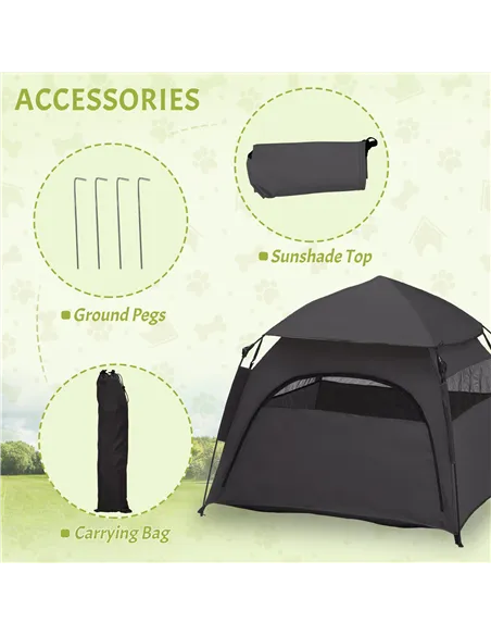 PawHut Foldable Dog Cat Tent with Water-Resistant Oxford, Carry Bag for Extra Large Dog, Charcoal Grey