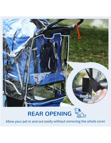PawHut Dog Stroller with Rain Cover for Small Miniature Dogs, Folding Pet Pram with Cup Holder, Storage Basket, Reflective Strip