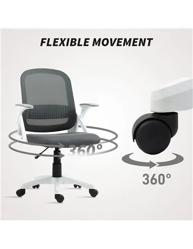 HOMCOM Breathable Mesh Office Chair, Ergonomic Swivel Computer Chair with Flip-up Armrests, Lumbar Back Support for Home/Office,