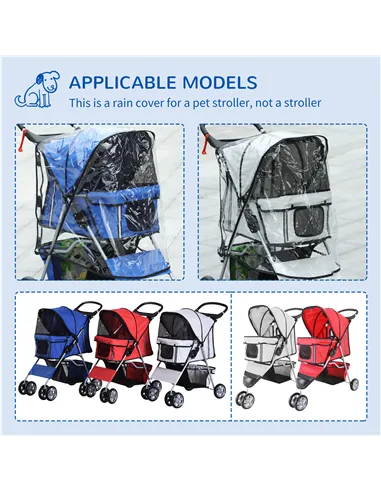 PawHut Dog Stroller with Rain Cover for Small Miniature Dogs, Folding Pet Pram with Cup Holder, Storage Basket, Reflective Strip