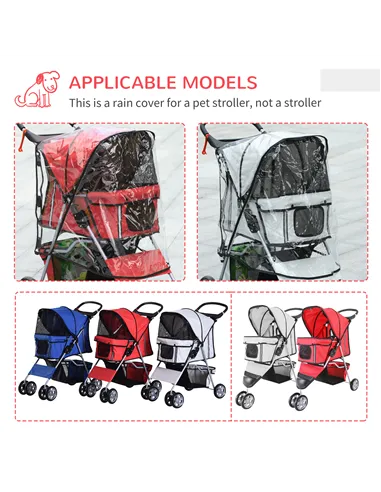 PawHut Dog Stroller with Rain Cover for Small Miniature Dogs, Folding Pet Pram with Cup Holder, Storage Basket, Reflective Strip