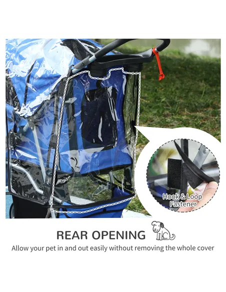 PawHut Dog Stroller with Cover for Small Miniature Dogs, Folding Cat Pram Dog Pushchair with Cup Holder, Storage Basket, Reflect