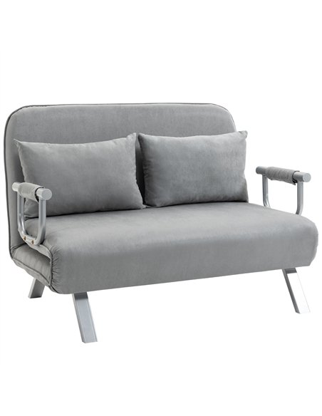 HOMCOM Two-Seater Click-Clack Sofa Bed - Light Grey