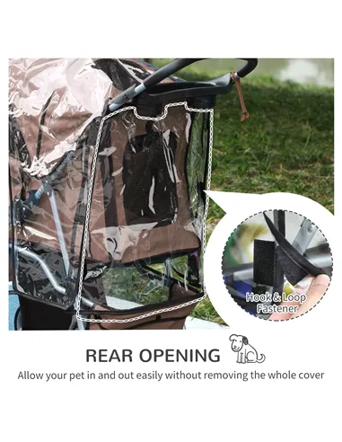 PawHut Dog Stroller with Cover for Small Miniature Dogs, Folding Cat Pram Dog Pushchair with Cup Holder, Storage Basket, Reflect