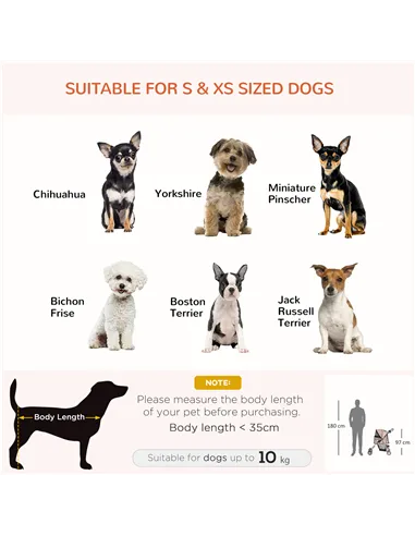 PawHut Dog Stroller with Rain Cover for Small Miniature Dogs, Folding Pet Pram with Cup Holder, Storage Basket, Reflective Strip