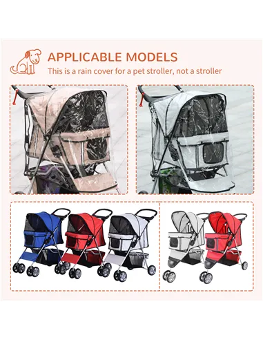 PawHut Dog Stroller with Rain Cover for Small Miniature Dogs, Folding Pet Pram with Cup Holder, Storage Basket, Reflective Strip