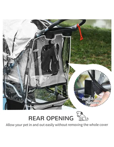 PawHut Dog Stroller with Cover for Small Miniature Dogs, Folding Cat Pram Dog Pushchair with Cup Holder, Storage Basket, Reflect