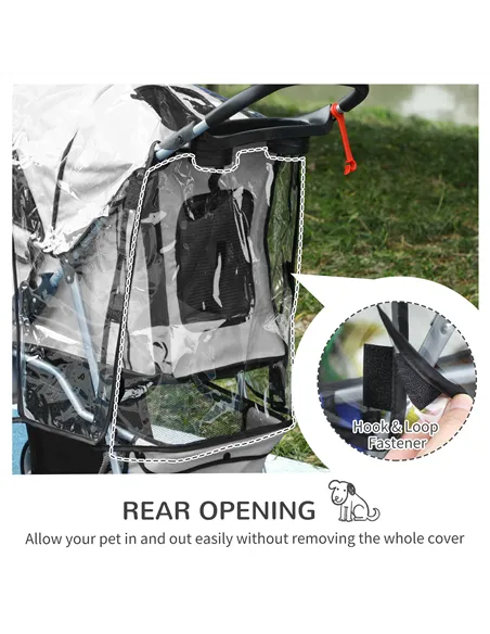 PawHut Dog Stroller with Cover for Small Miniature Dogs, Folding Cat Pram Dog Pushchair with Cup Holder, Storage Basket, Reflect